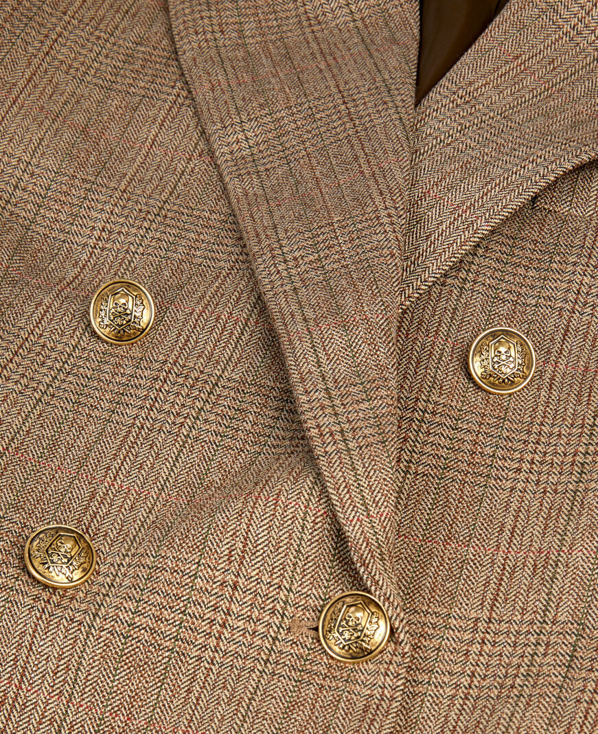 The Kooples F BROWN CHEVRON brown wool herringbone blazer