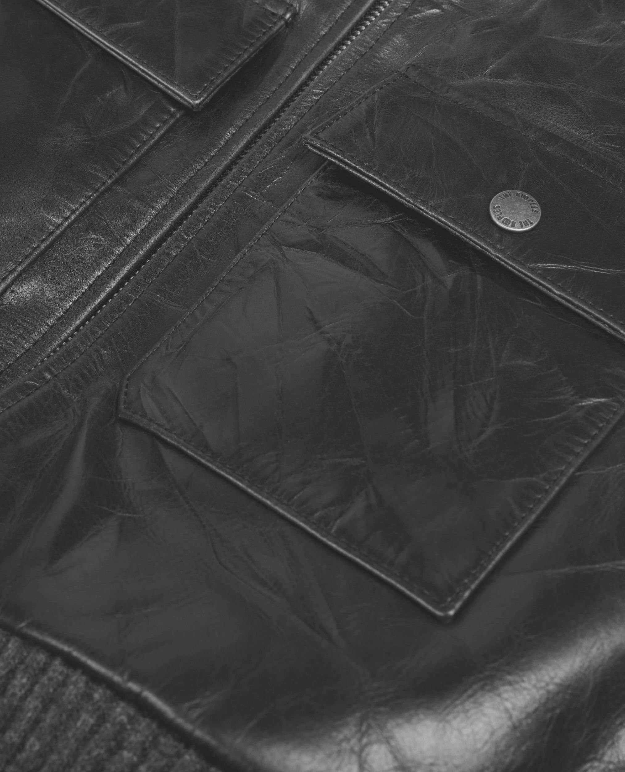 Black leather jacket, BLACK, hi-res image number null