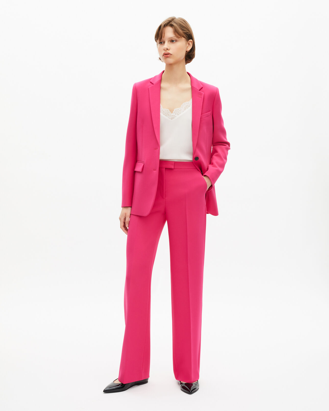 The Kooples FEMME PINK veste tailleur rose en crêpe