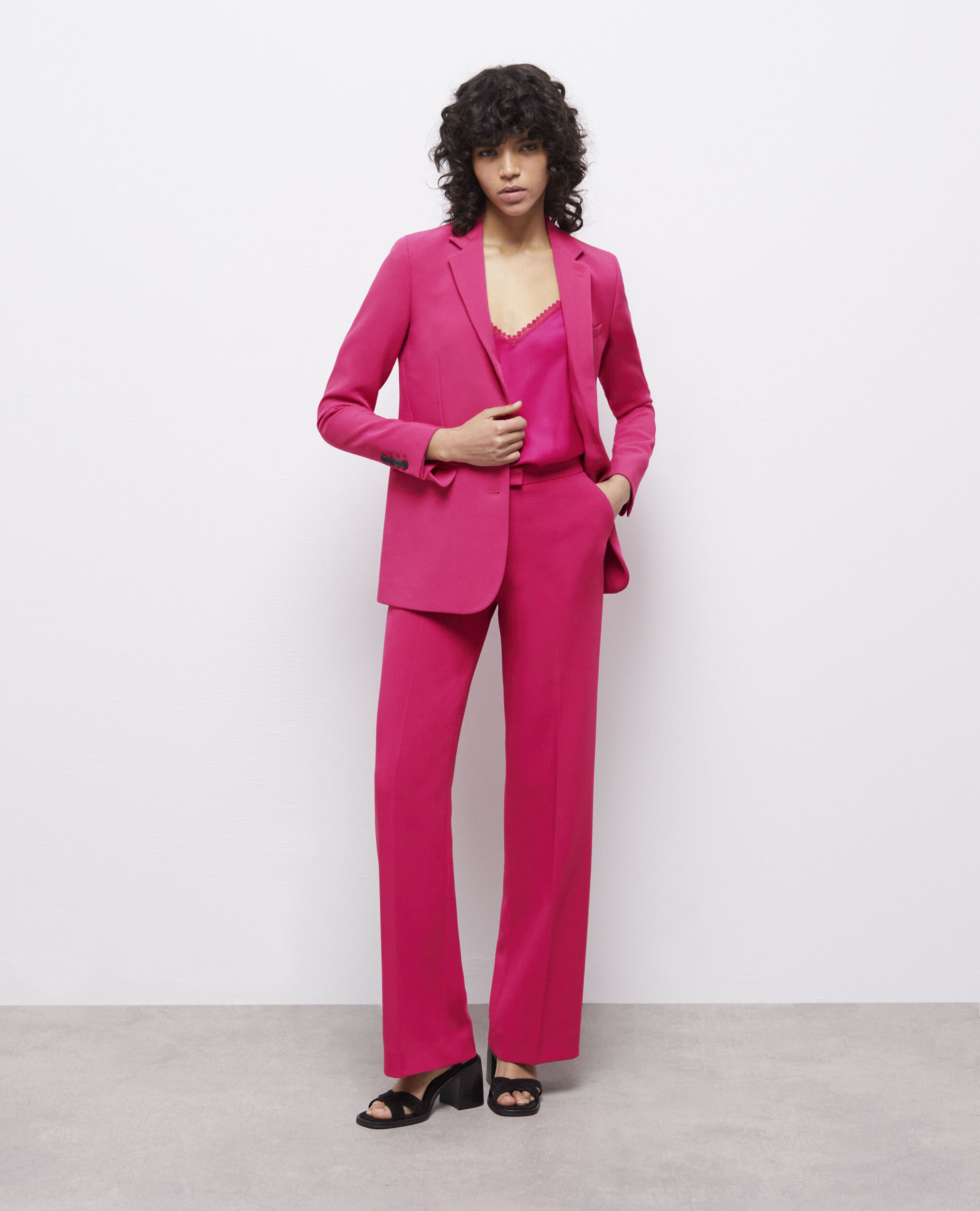Pink crêpe suit pants, PINK, hi-res image number null