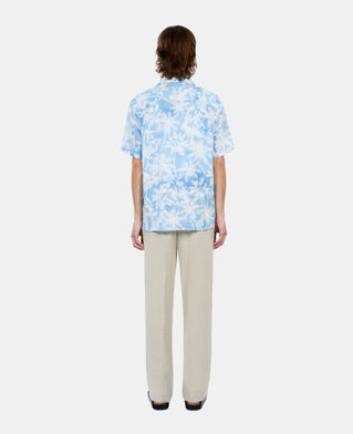The Kooples H WHITE / BLUE short-sleeved printed shirt