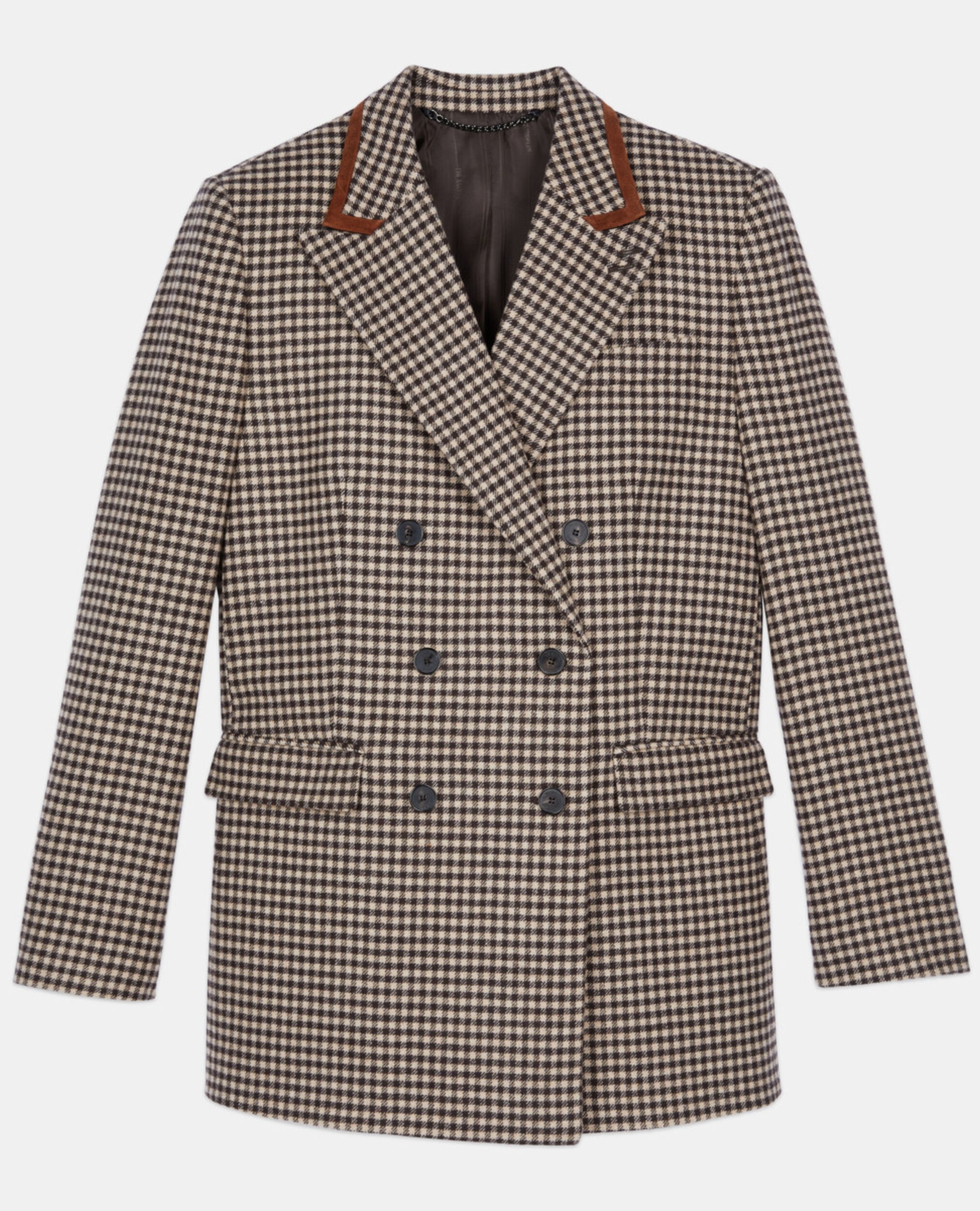 Veste tailleur à carreaux vichy, ECRU BLACK, hi-res image number null
