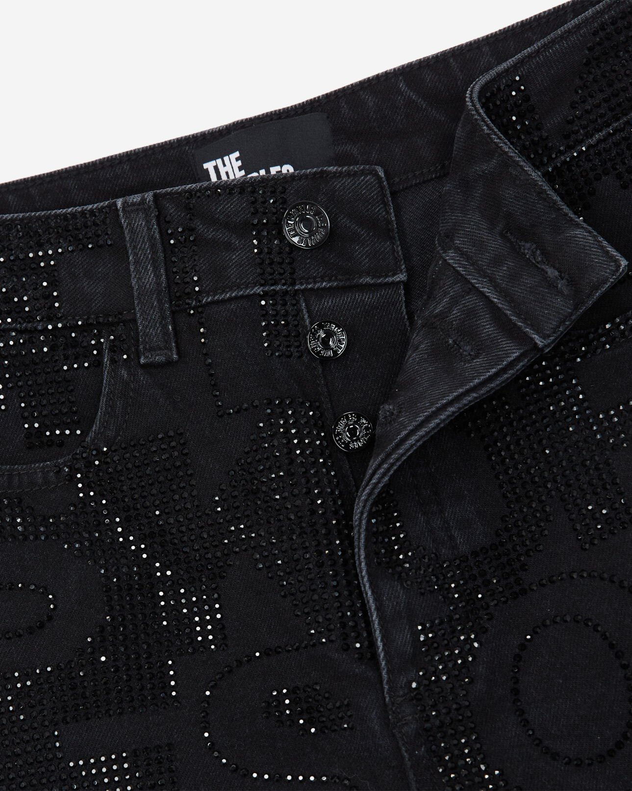 The Kooples FEMME BLACK WASHED jean slim logo et strass noir