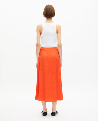 The Kooples F ORANGE RED long skirt in orange jacquard