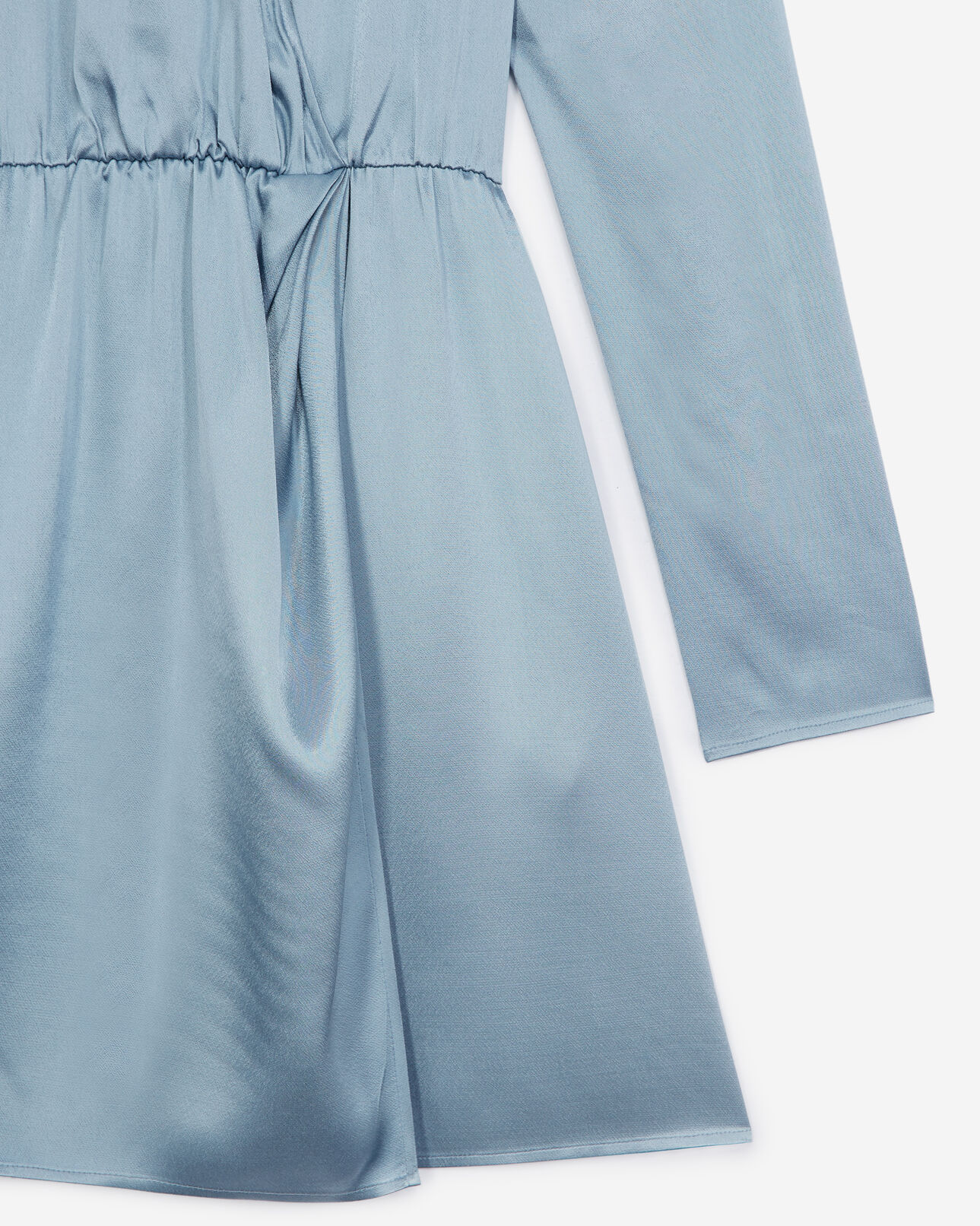 The Kooples FEMME BLUE robe courte bleu ciel satinée à découpe