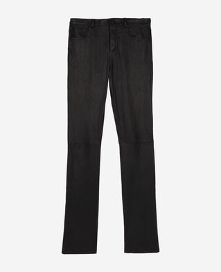 The Kooples HOMME BLACK pantalon slim en cuir noir