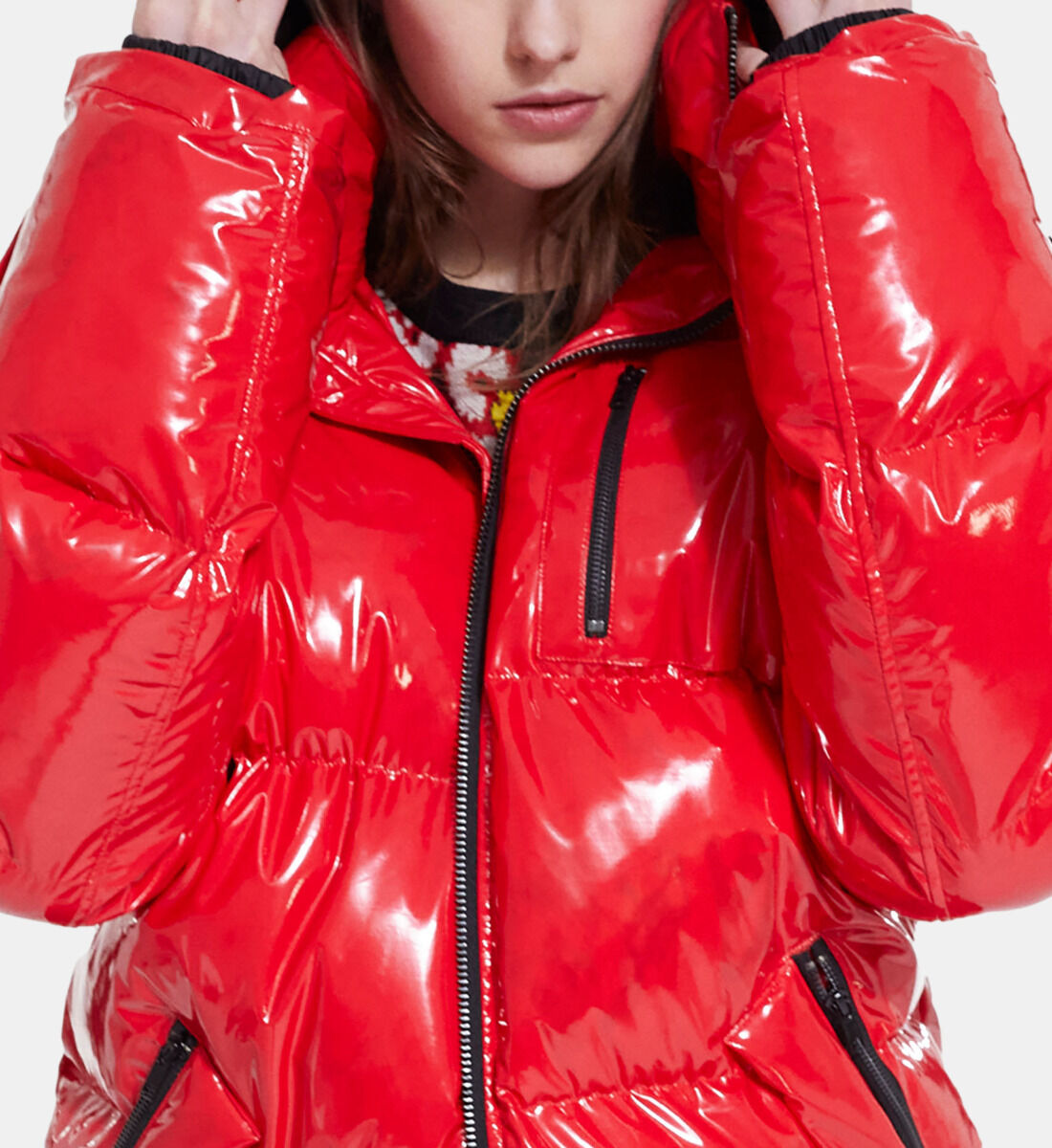 Red vinyl hotsell puffer coat