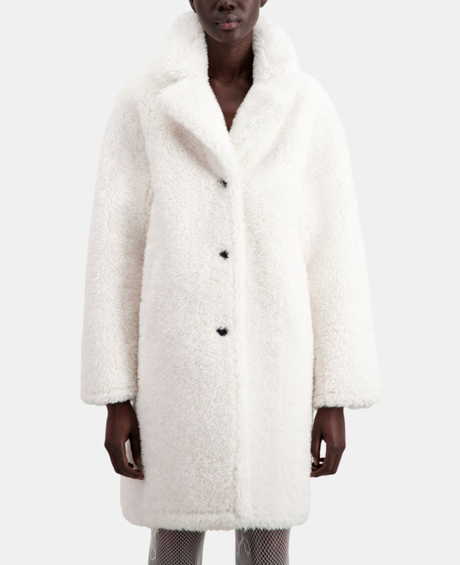 The Kooples WOMEN ECRU long ecru faux fur coat