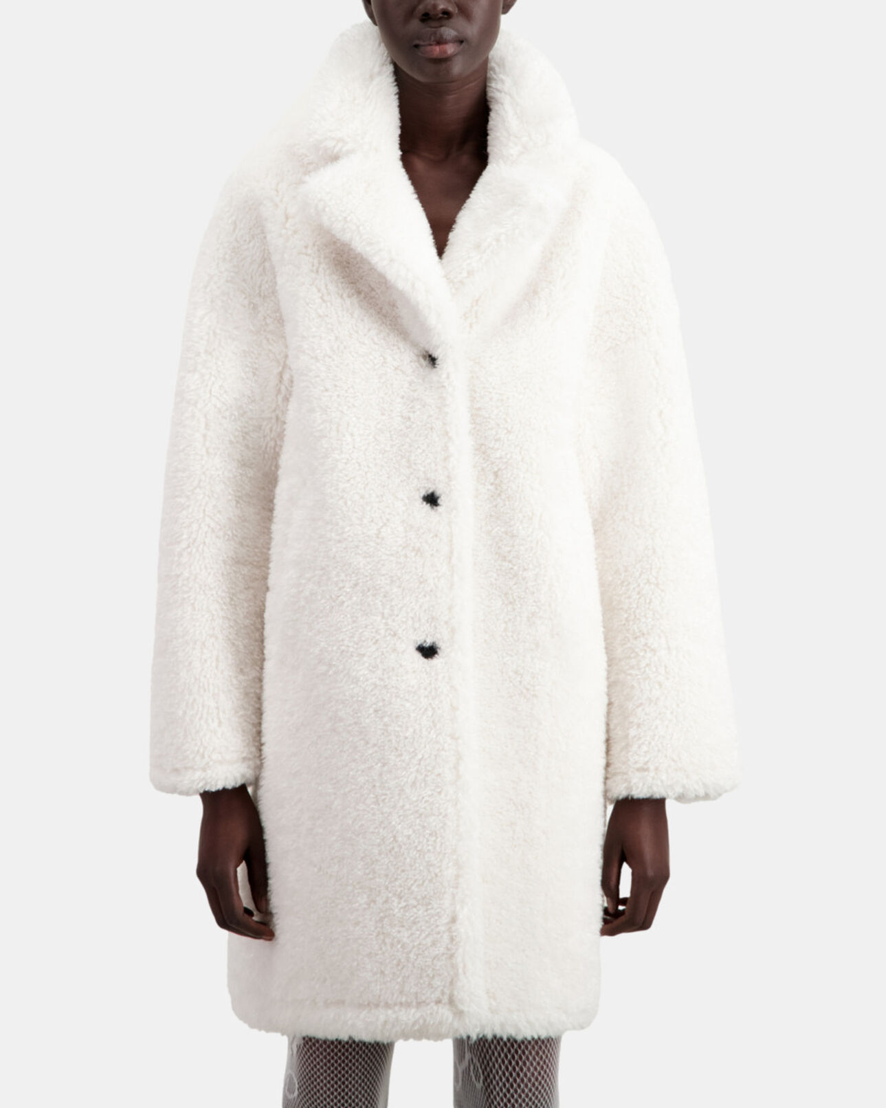 The Kooples WOMEN ECRU long ecru faux fur coat