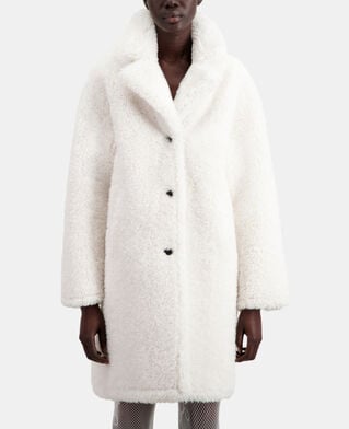 The Kooples WOMEN ECRU long ecru faux fur coat