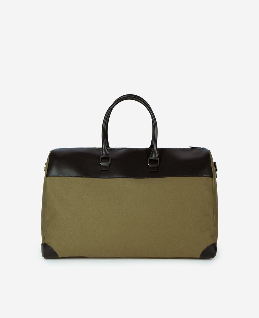 The Kooples H KAKI khaki canvas and leather weekend bag