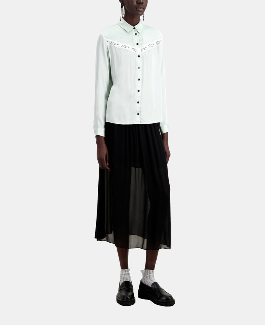 The Kooples F OCEAN light green shirt with lace detail