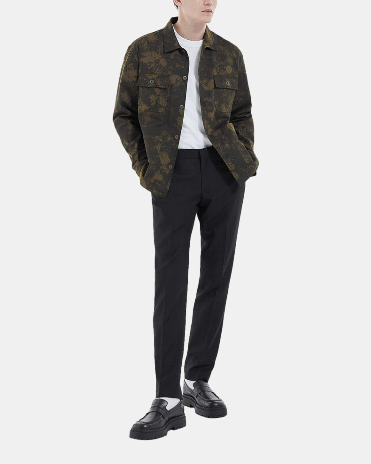 The Kooples MEN KAKI khaki cotton jacket with camouflage print