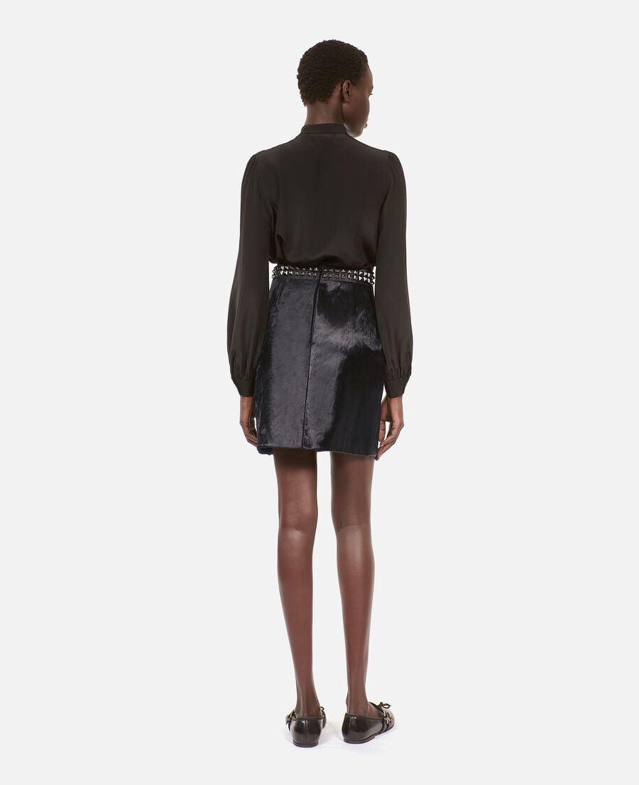 The Kooples FEMME BLACK jupe courte en cuir noir