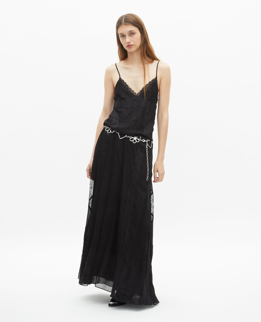 The Kooples MUJER BLACK maxi vestido de encaje negro