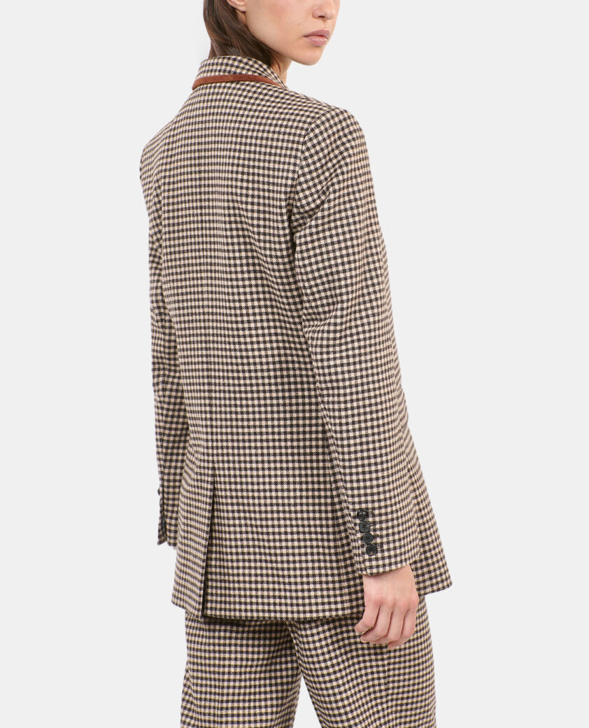 The Kooples FEMME ECRU BLACK veste tailleur à carreaux vichy