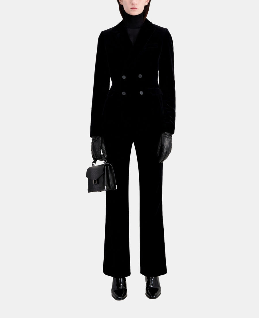 veste tailleur courte en velours noir