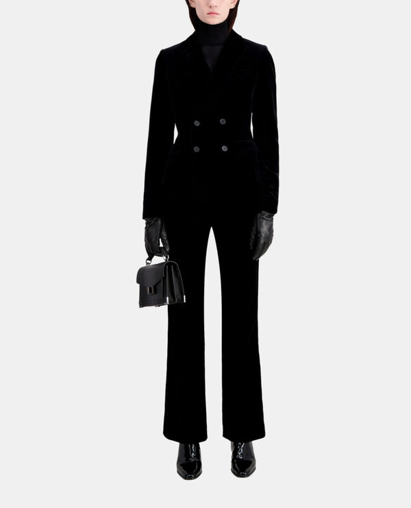 short black velvet suit jacket