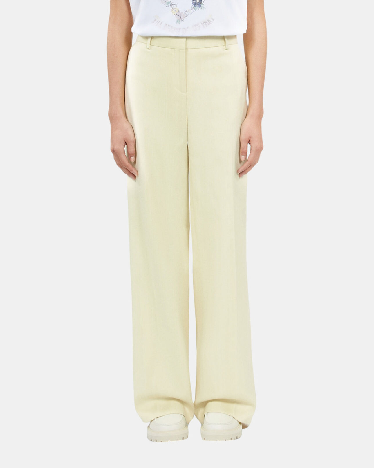 The Kooples FEMME BRIGHT YELLOW pantalon tailleur jaune clair