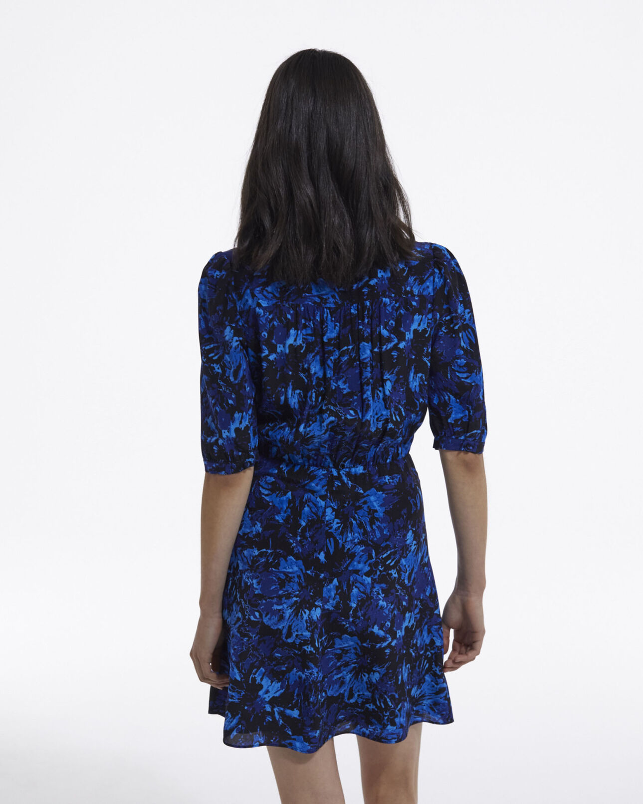 The Kooples DAMEN DARK BLUE wickelkleid aus seide mit seitlicher knopfleiste