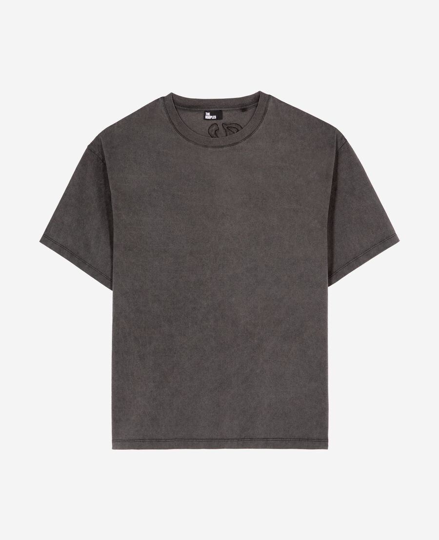 The Kooples H BLACK WASHED t-shirt with logo on black back
