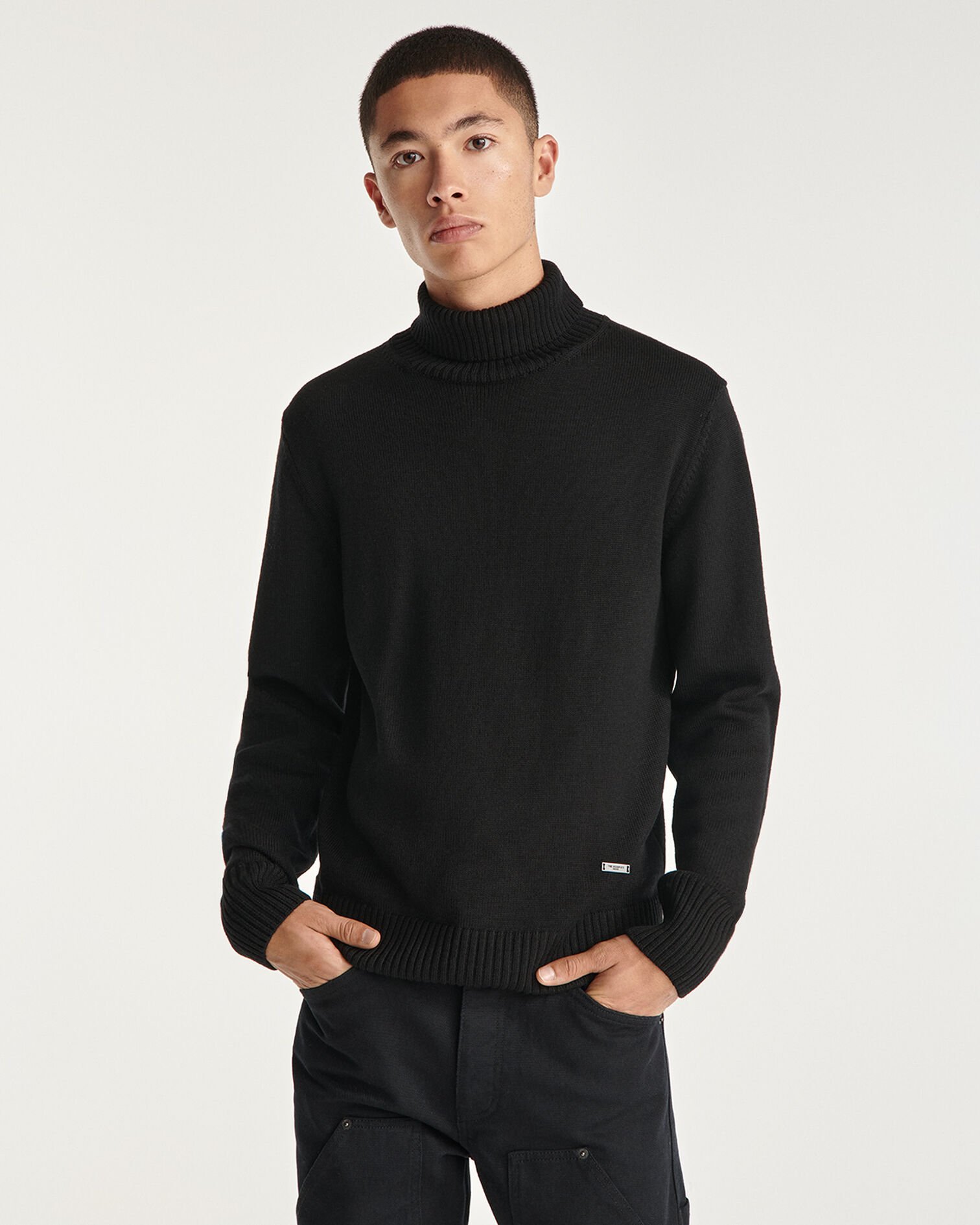 Pull col roulé noir, BLACK, hi-res image number null