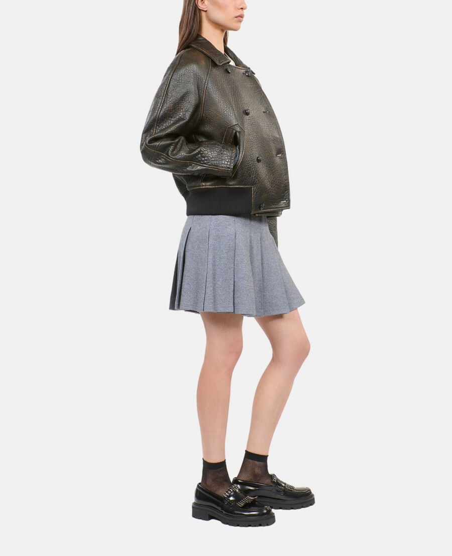 The Kooples MUJER DARK BROWN chaqueta piel marrón