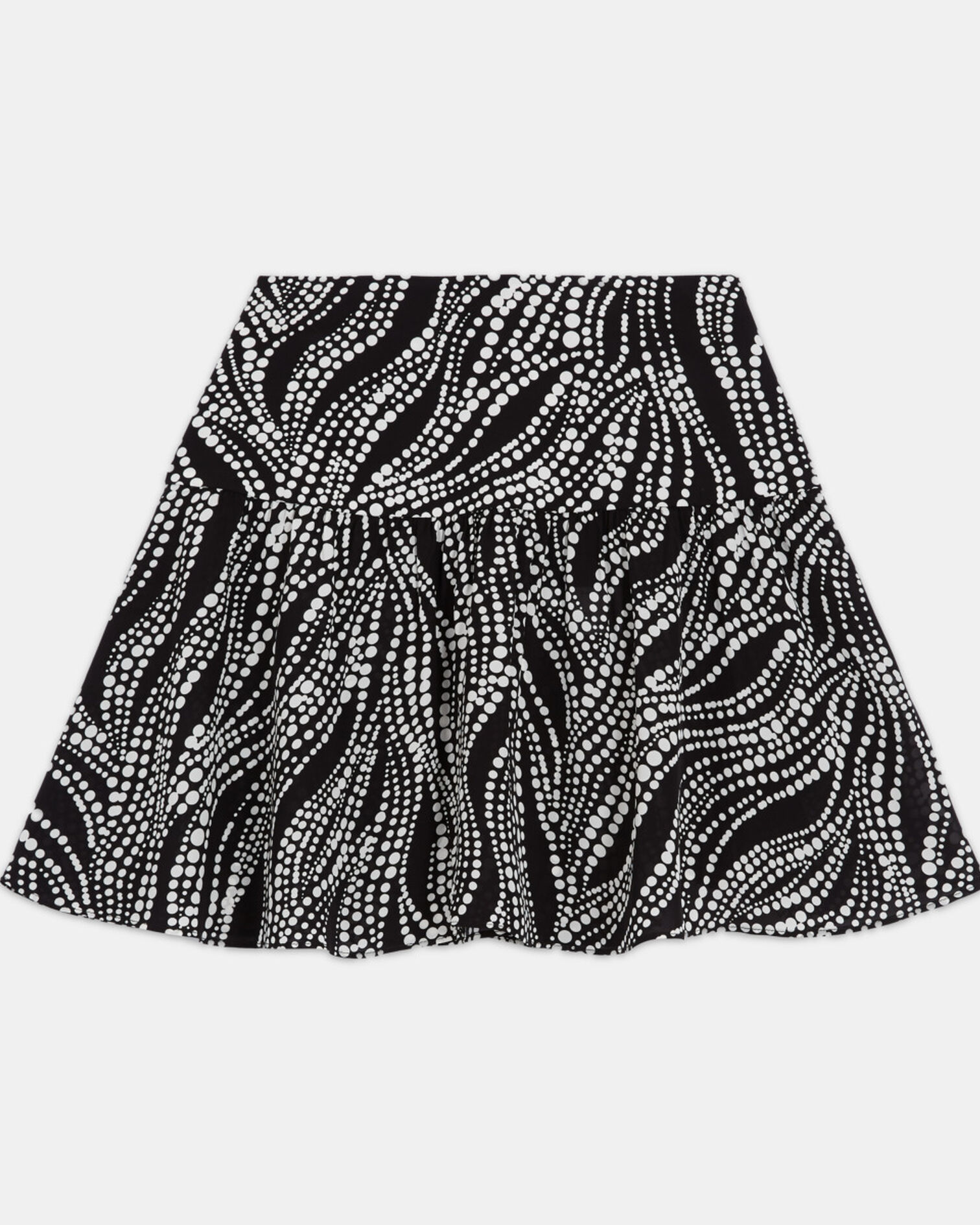Short printed skirt, BLACK WHITE, hi-res image number null