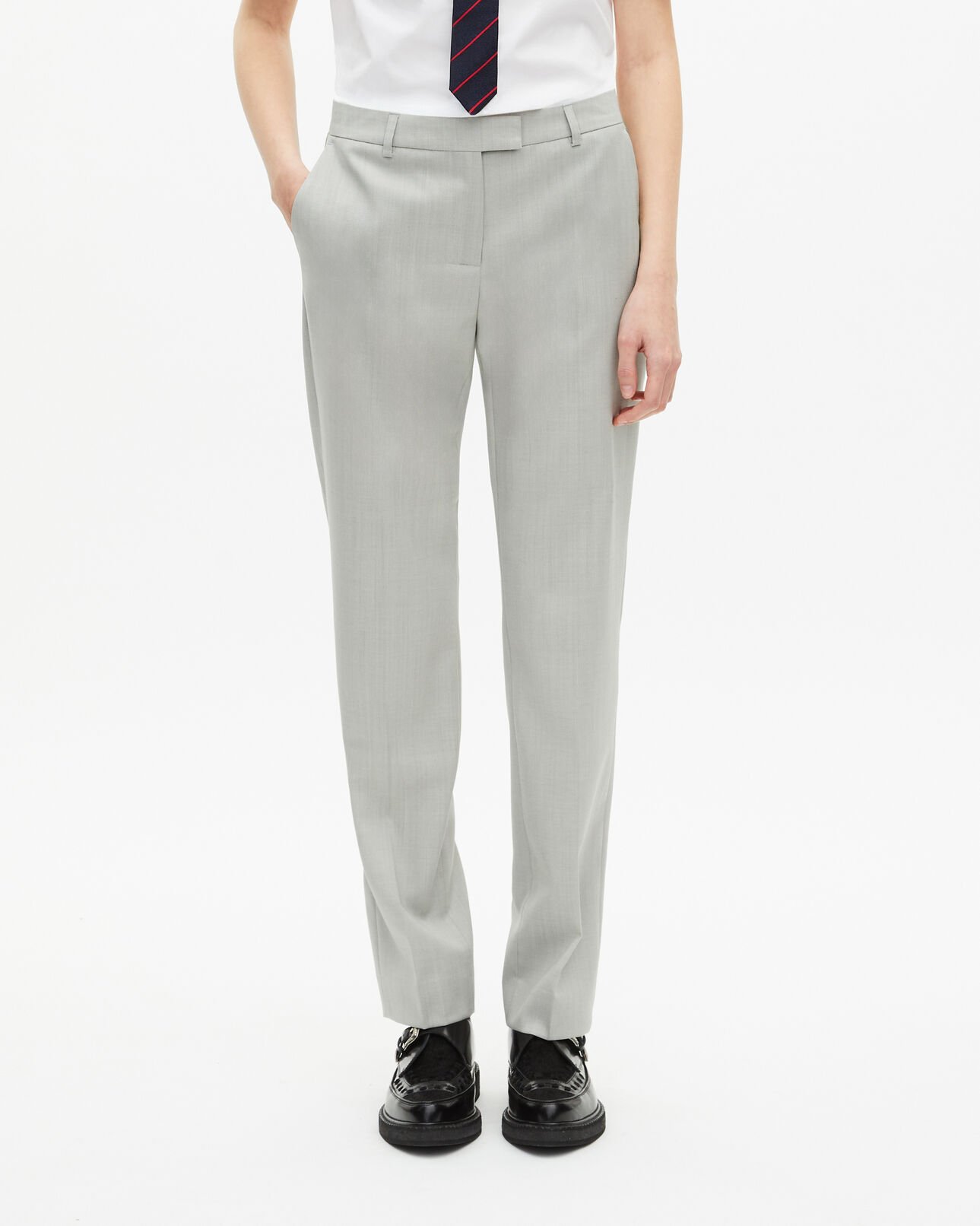 The Kooples FEMME BEIGE pantalon tailleur ajusté gris clair