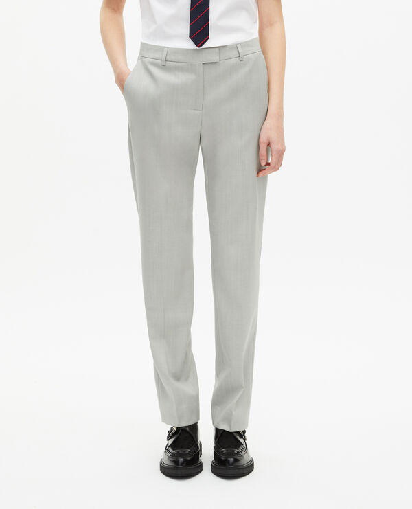 The Kooples FEMME BEIGE pantalon tailleur ajusté gris clair