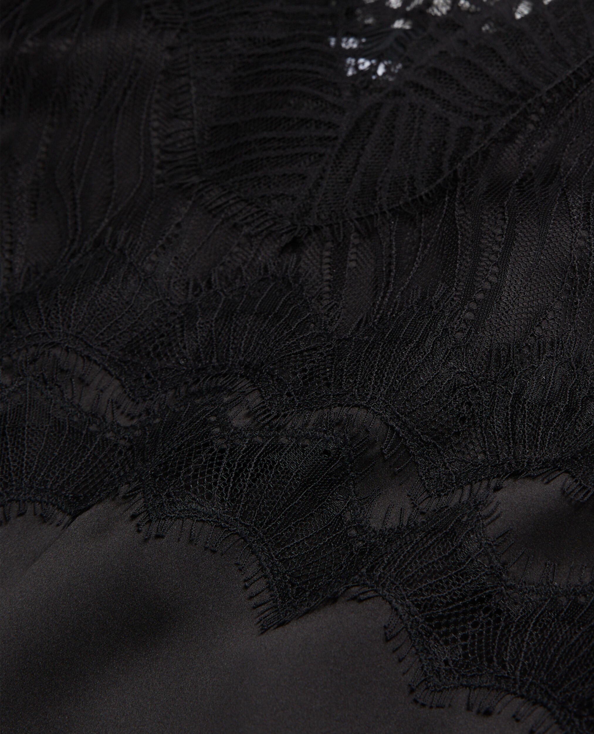 Robe nuisette longue avec dentelle noire, BLACK, hi-res image number null