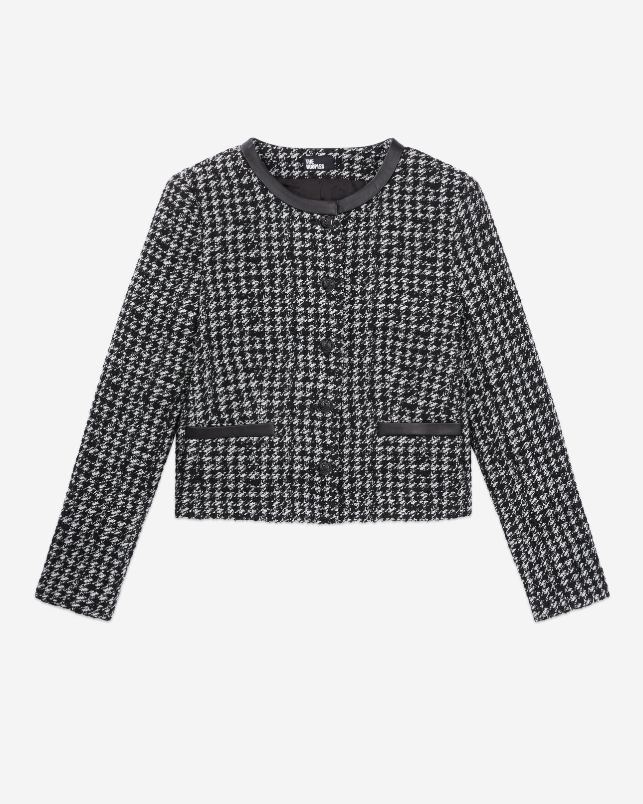 The Kooples WOMEN BLACK WHITE short black tweed jacket