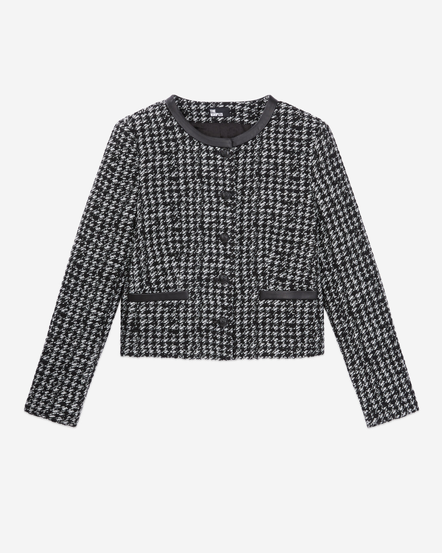 Short black tweed jacket, BLACK WHITE, hi-res image number null