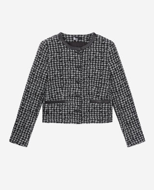 The Kooples F BLACK WHITE short black tweed jacket
