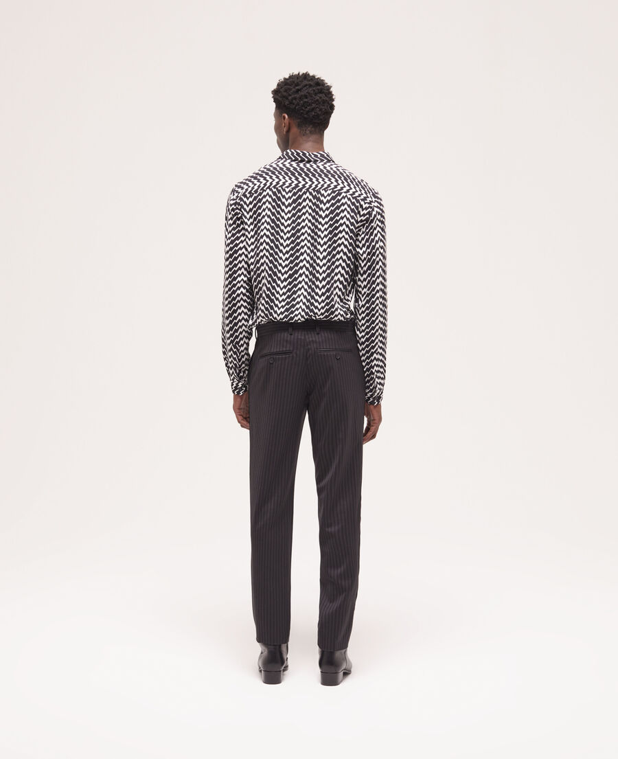 The Kooples MEN BLACK GREY striped wool suit pants