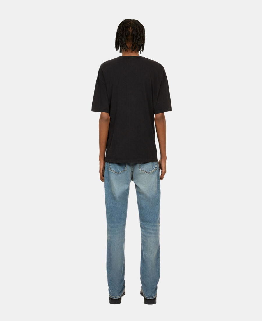 The Kooples H BLACK WASHED black t-shirt with chaos eagle serigraphy