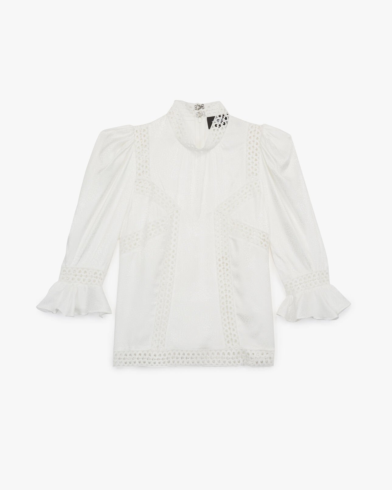 The Kooples WOMEN ECRU long-sleeve ecru top with lace trims