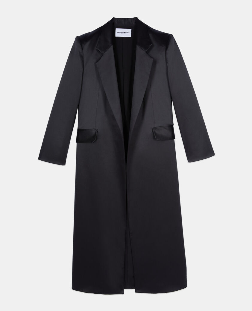 The Kooples FEMME BLACK manteau the kooples x carolina ritzler en satin noir