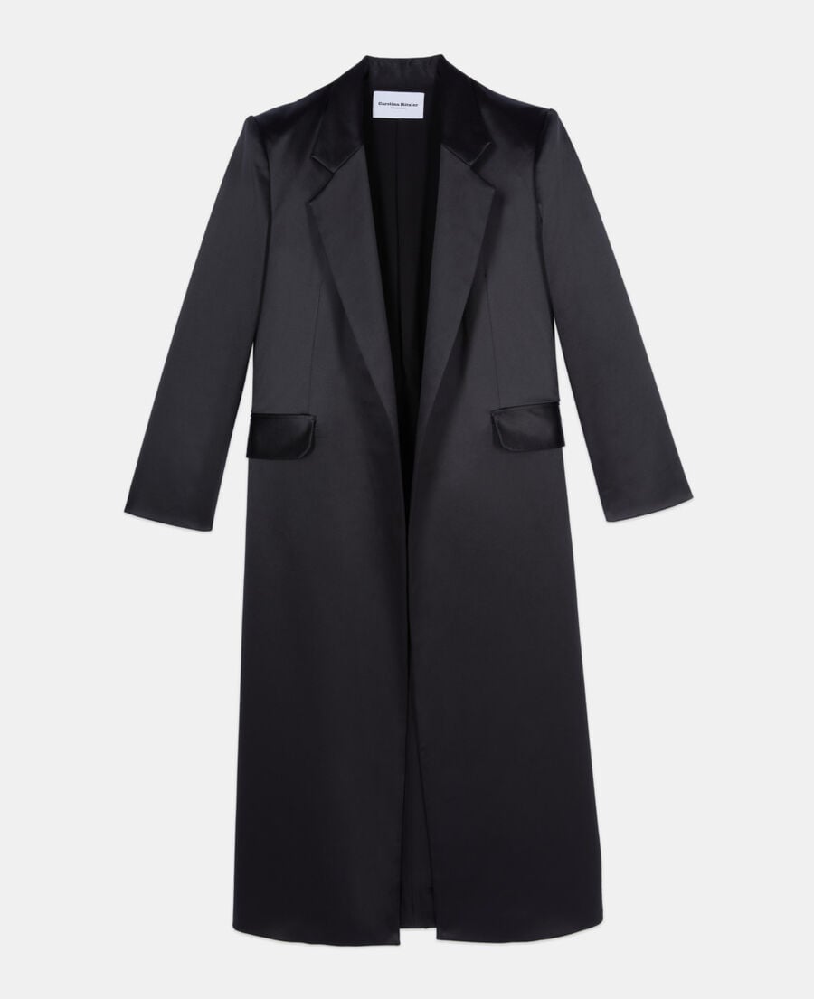 The Kooples F BLACK the kooples x carolina ritzler black satin coat