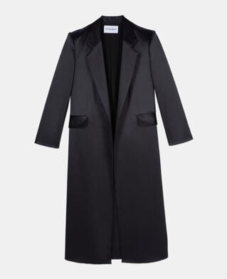 The Kooples F BLACK the kooples x carolina ritzler black satin coat