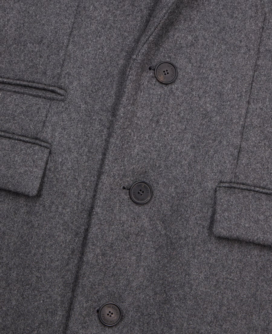 The Kooples HOMME GREY manteau gris chiné long en laine mélangée