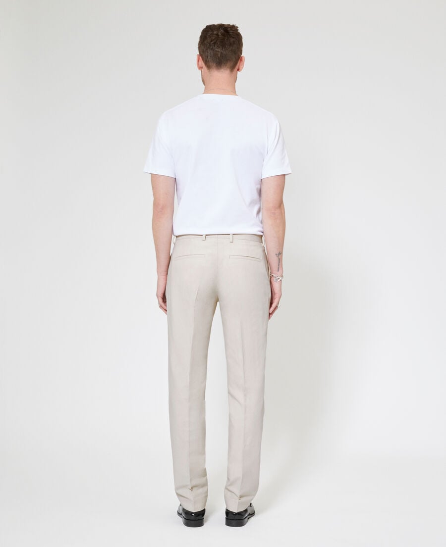 The Kooples MEN LIGHT BEIGE beige cotton linen suit pants