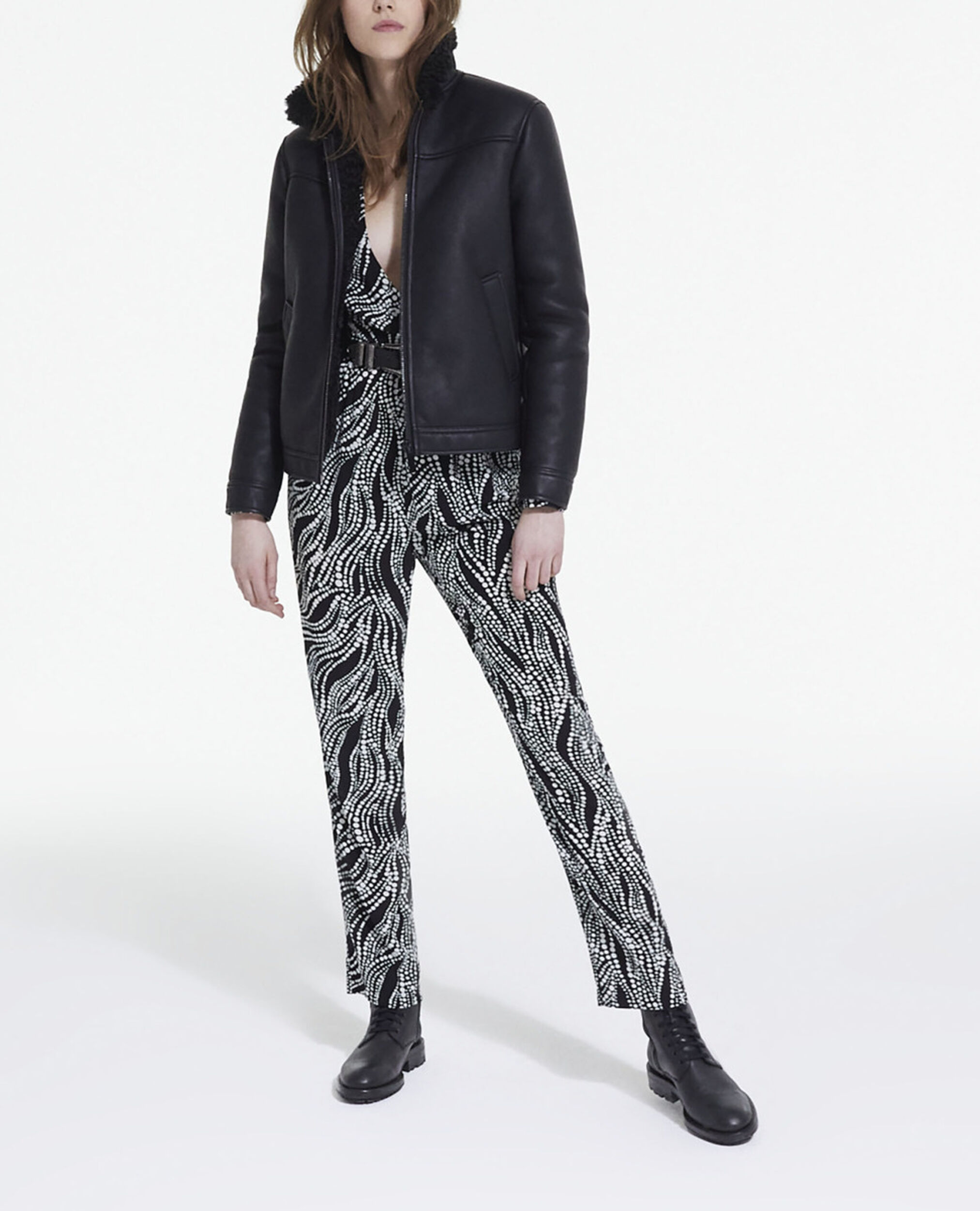 Black faux fur coat, BLACK, hi-res image number null