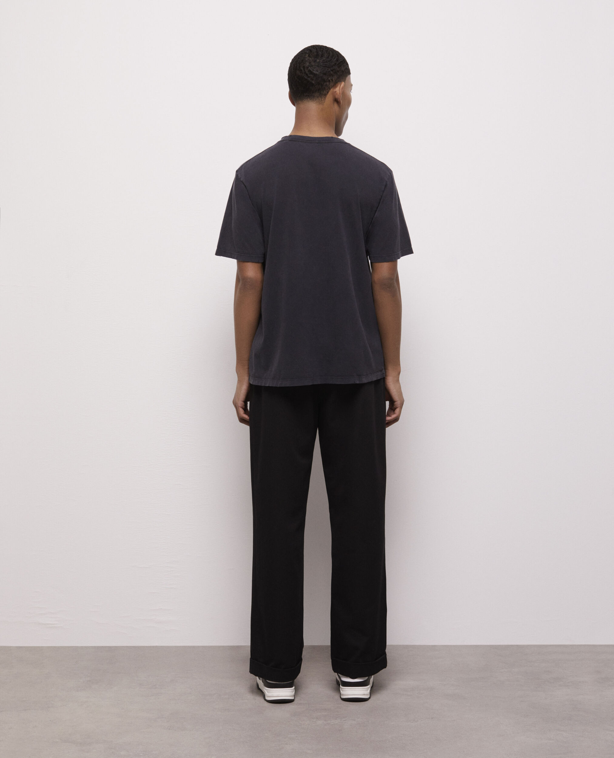 Black screen print T-shirt, BLACK WASHED, hi-res image number null