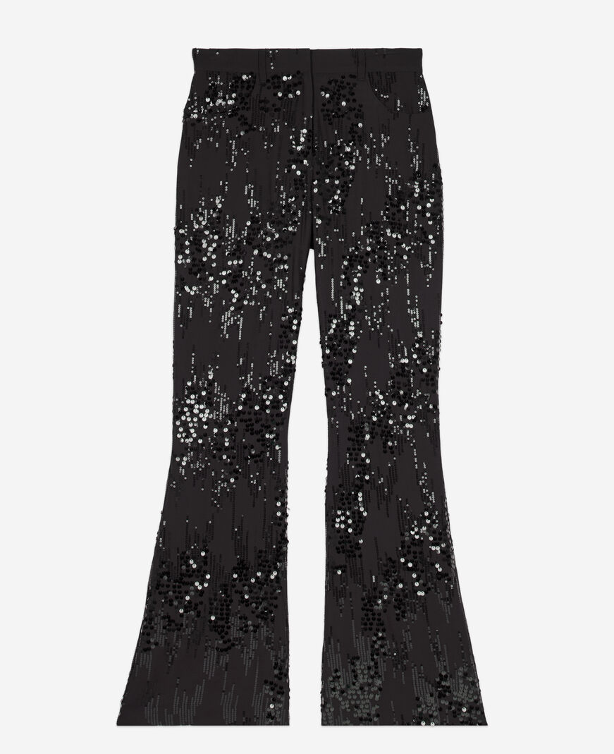 The Kooples FEMME BLACK pantalon flare à sequins noir