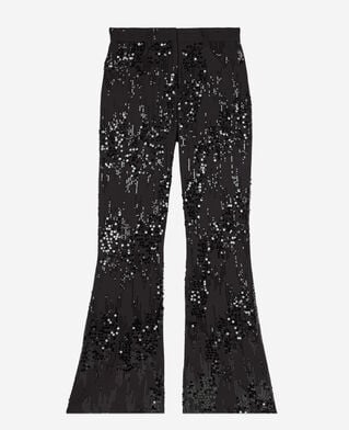 The Kooples FEMME BLACK pantalon flare à sequins noir