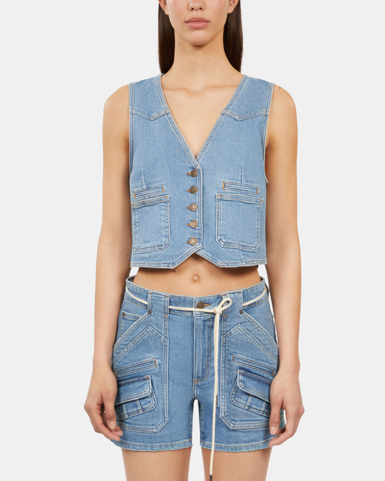 The Kooples MUJER BLUE chaleco azul denim