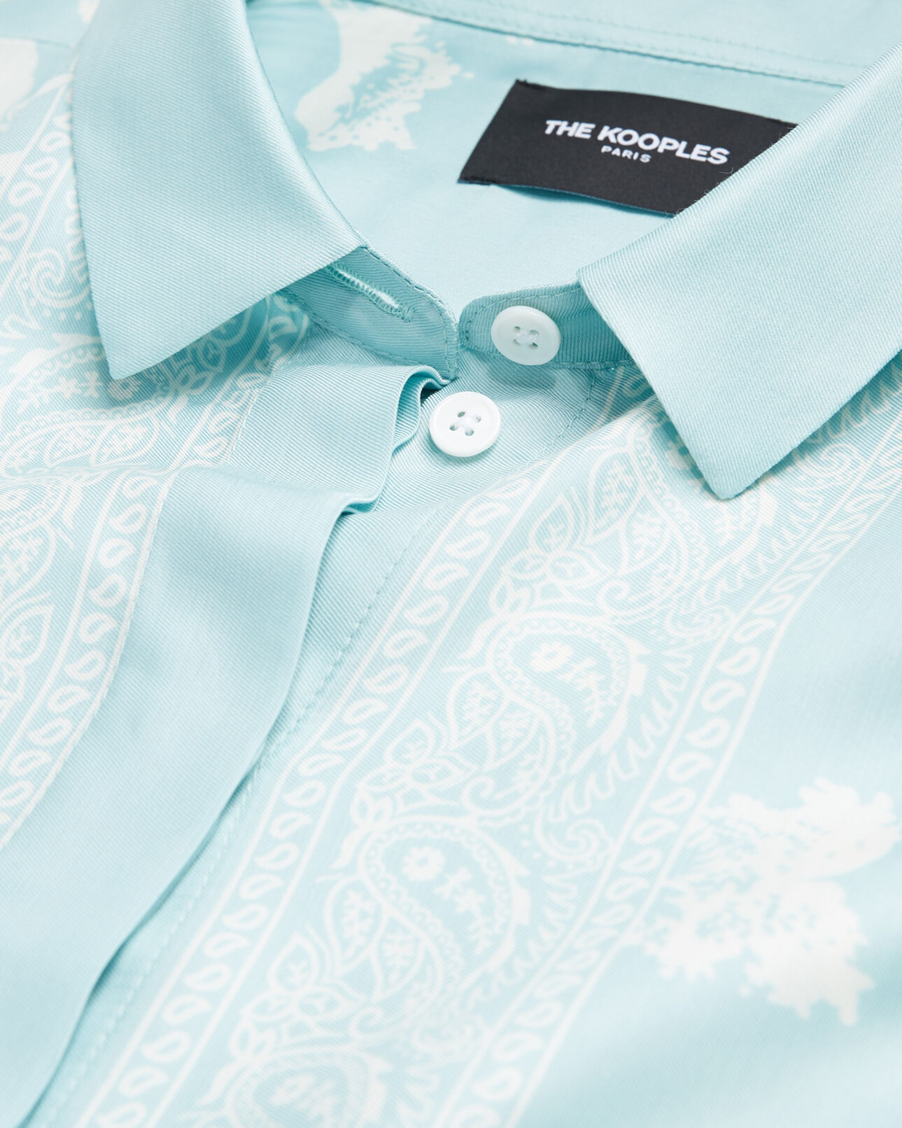 The Kooples FEMME BLUE WHITE chemise bleue et blanche satin motif fleuri