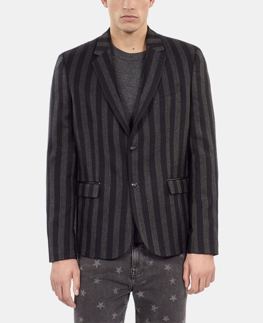 The Kooples H BLACK GREY striped wool blazer