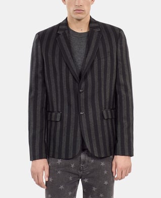 The Kooples H BLACK GREY striped wool blazer